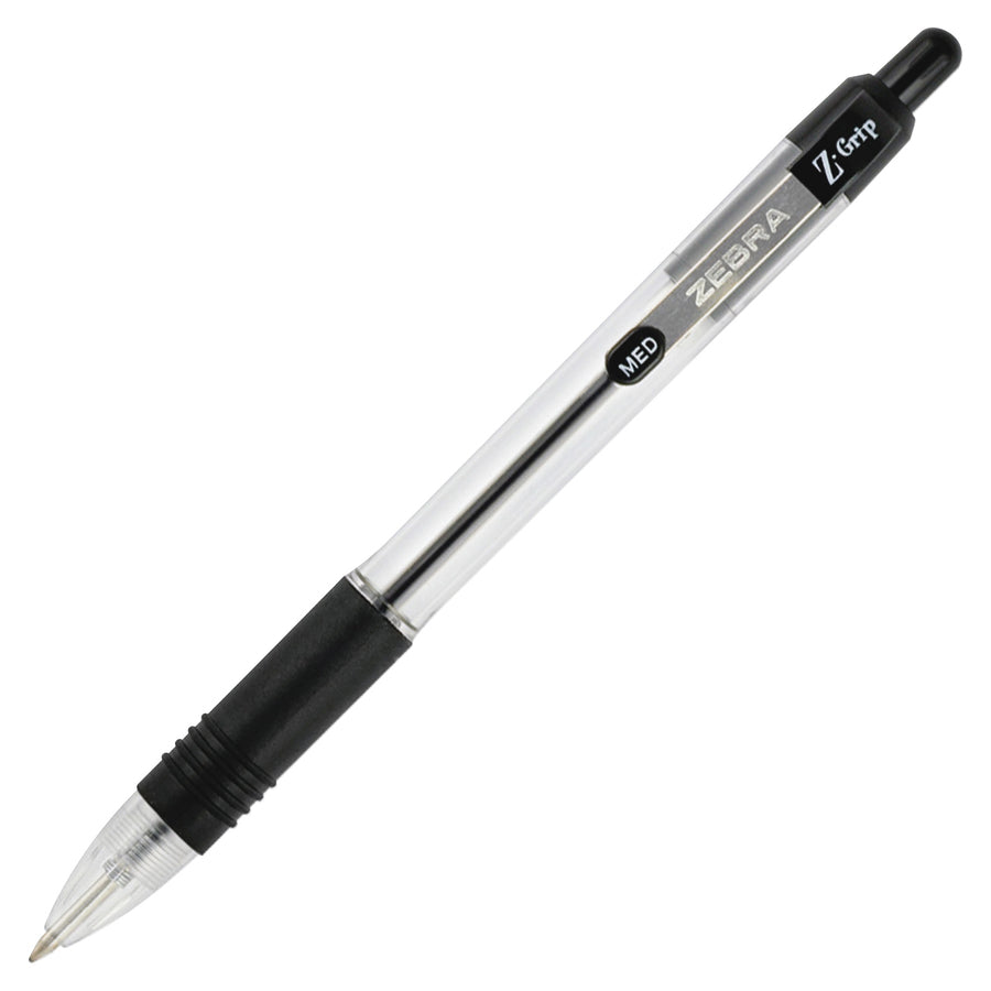 Image of Zebra Pen 22048 Z-Grip Retractable Ballpoint Pens, 1 mm Medium Pen Point, Retractable, Assorted Ink, Clear Plastic Barrel, 48 / Pack