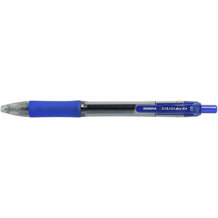 Image of Zebra® Sarasa Dry Gel X20 Gel Pen, Retractable, Medium 0.7 mm, Blue Ink, Clear/Blue Barrel, 36/Pack
