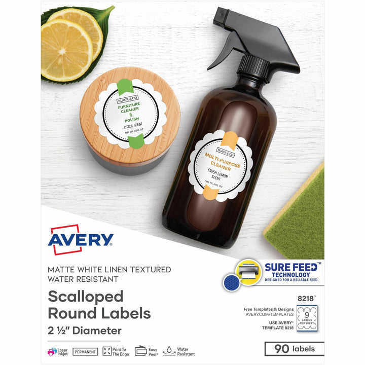 Image of Avery® Textured Scallop Round Labels, 2-1/2" D, 90/PK, WE