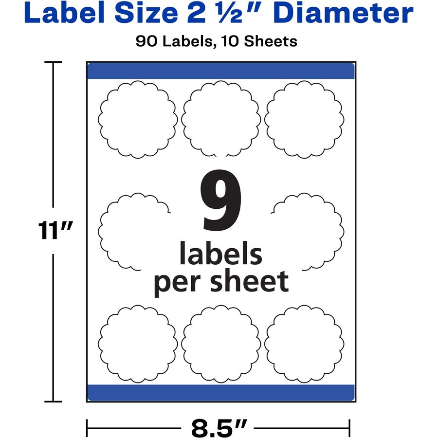 Image of Avery® Textured Scallop Round Labels, 2-1/2" D, 90/PK, WE