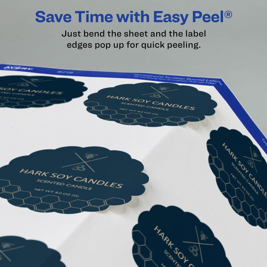 Image of Avery® Textured Scallop Round Labels, 2-1/2" D, 90/PK, WE