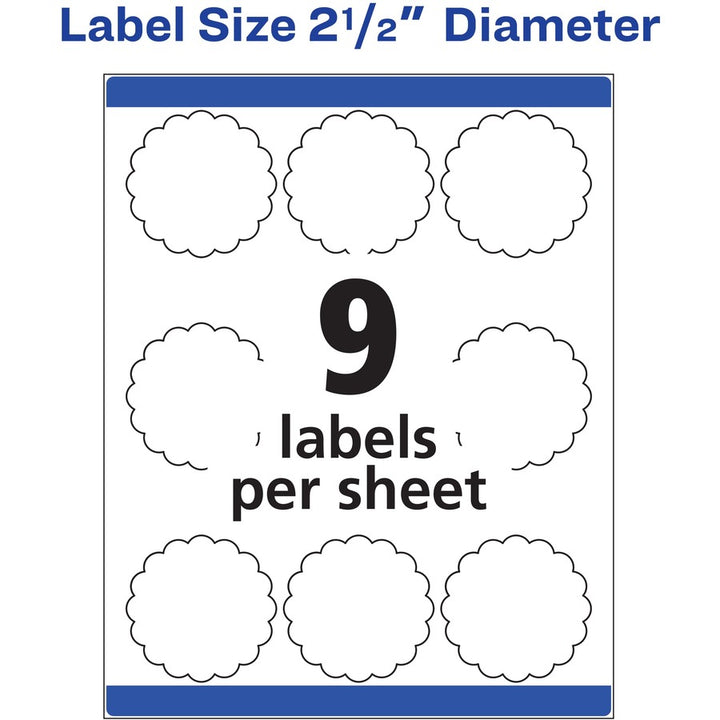 Image of Avery® Textured Scallop Round Labels, 2-1/2" D, 90/PK, WE