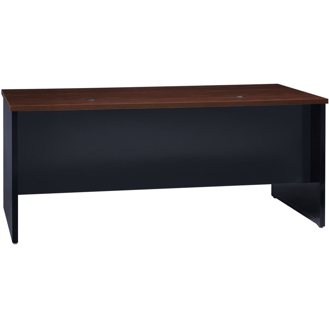 Image of Lorell Double Pedestal Desk, 36"x72", Black/Walnut