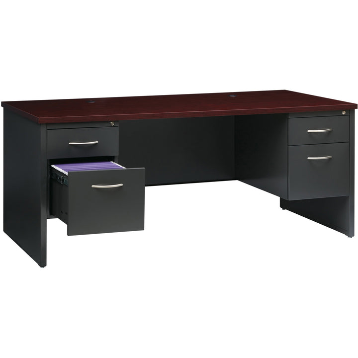 Image of Lorell Double Pedestal Desk, 36"x72", CH/MH