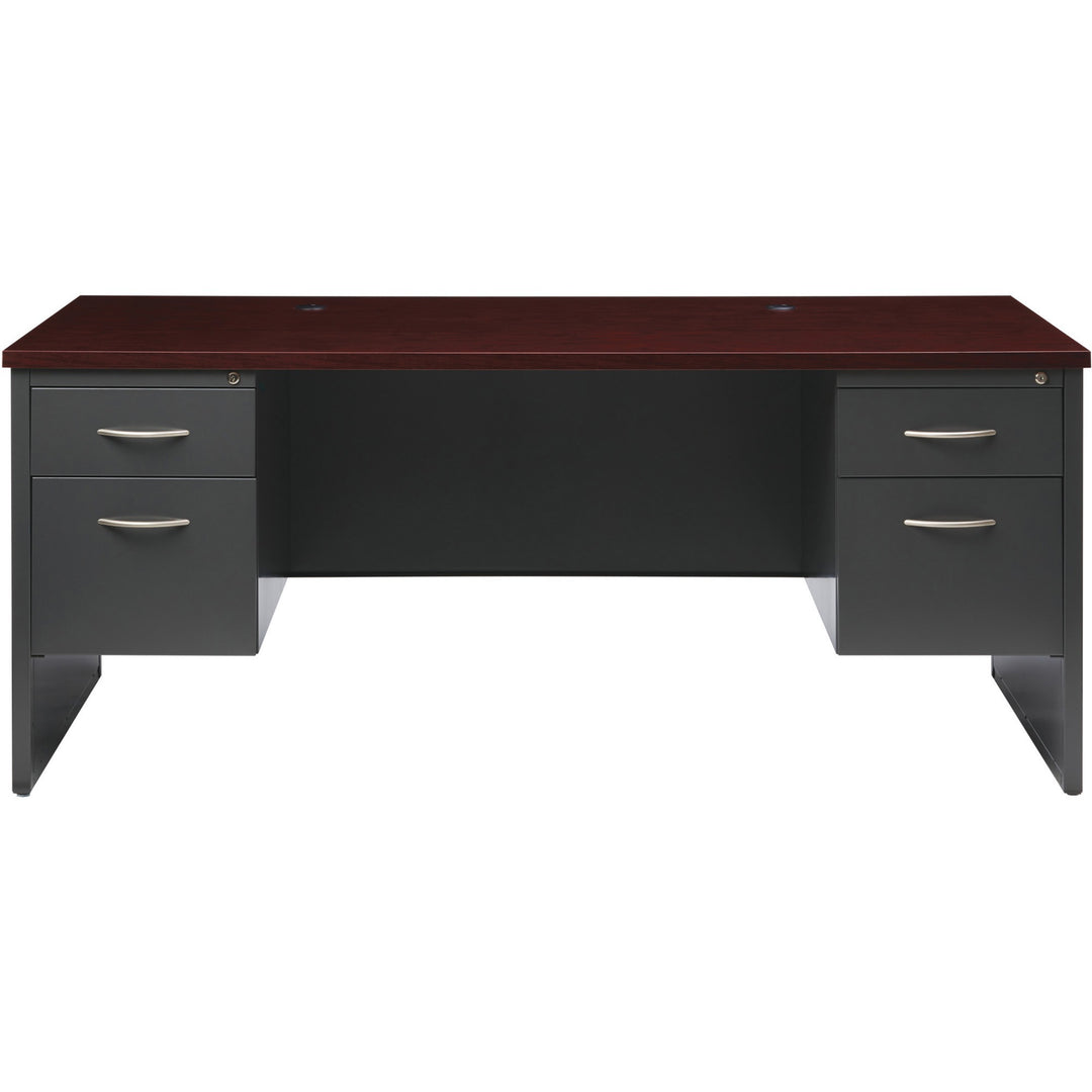 Image of Lorell Double Pedestal Desk, 36"x72", CH/MH