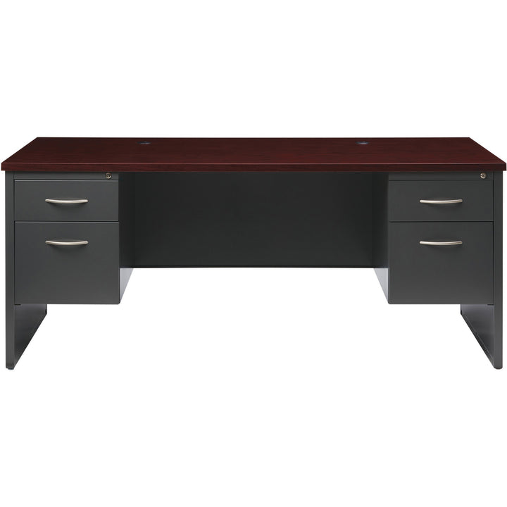 Image of Lorell Double Pedestal Desk, 36"x72", CH/MH