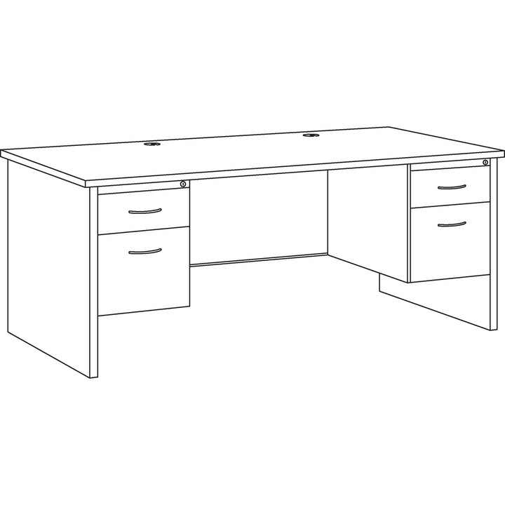 Image of Lorell Double Pedestal Desk, 36"x72", CH/MH