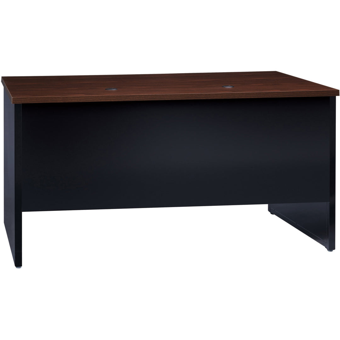 Image of Lorell Double Pedestal Desk, 30"x60", Black/Walnut