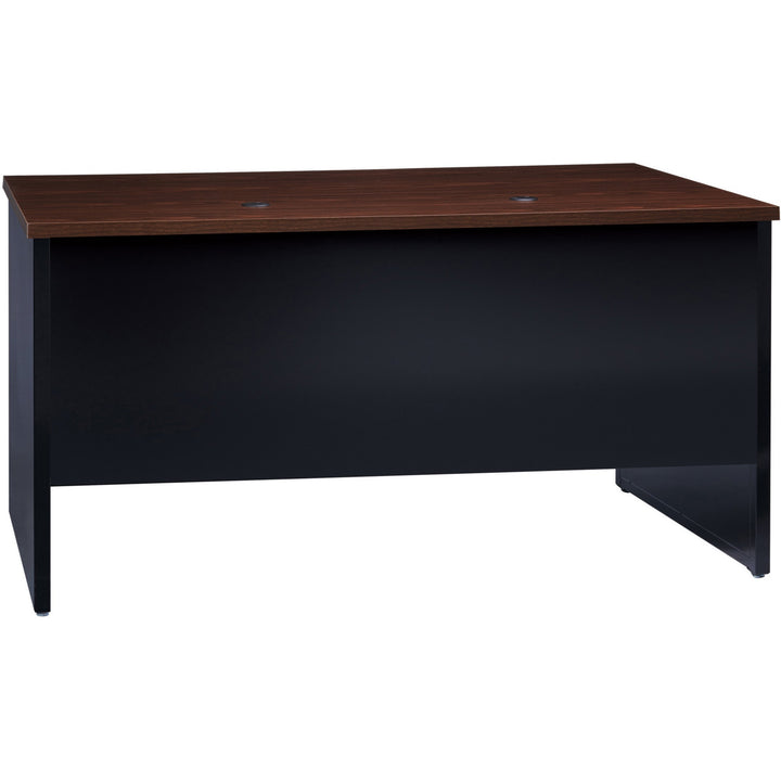 Image of Lorell Double Pedestal Desk, 30"x60", Black/Walnut