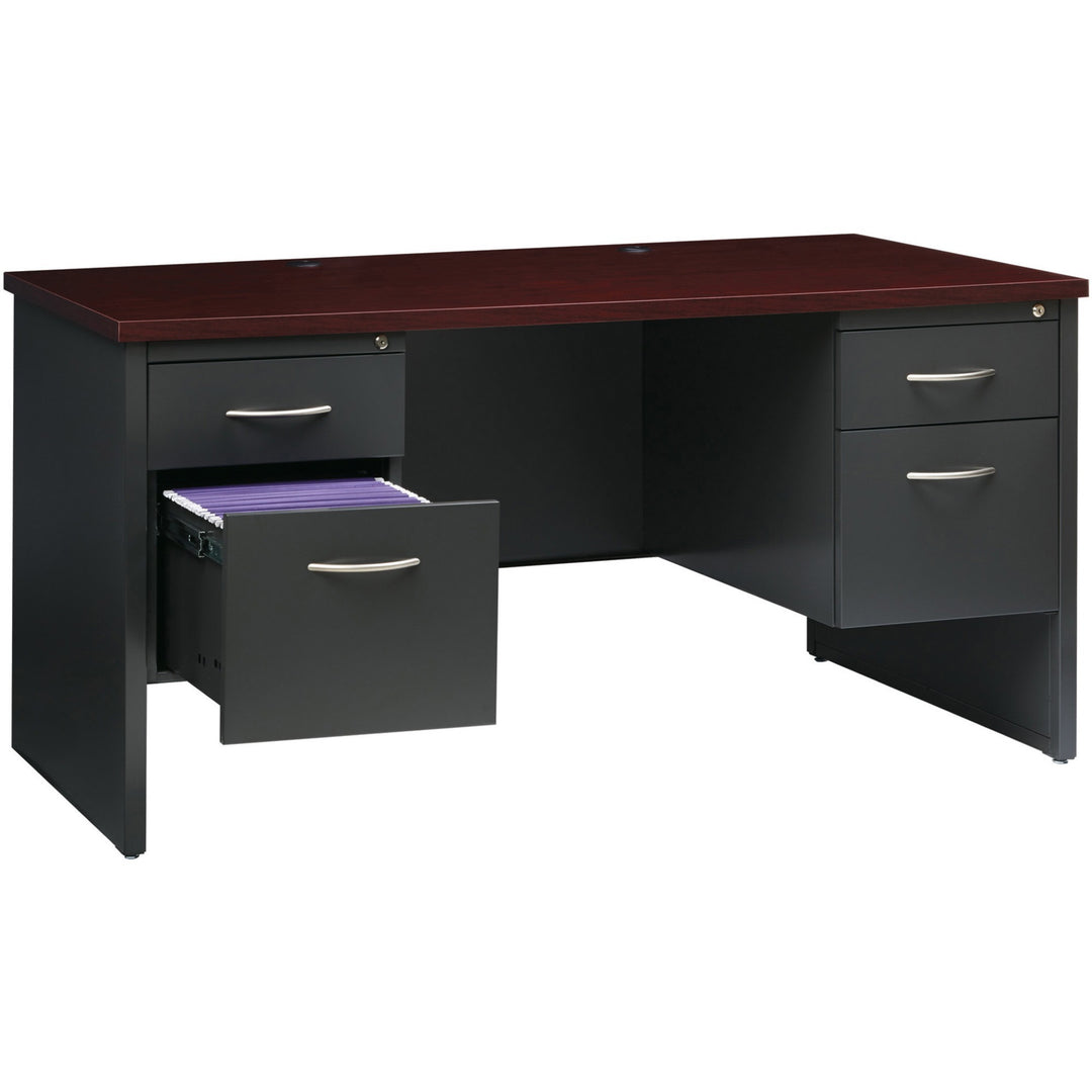Image of Lorell Double Pedestal Desk, 30"x60", CH/MH