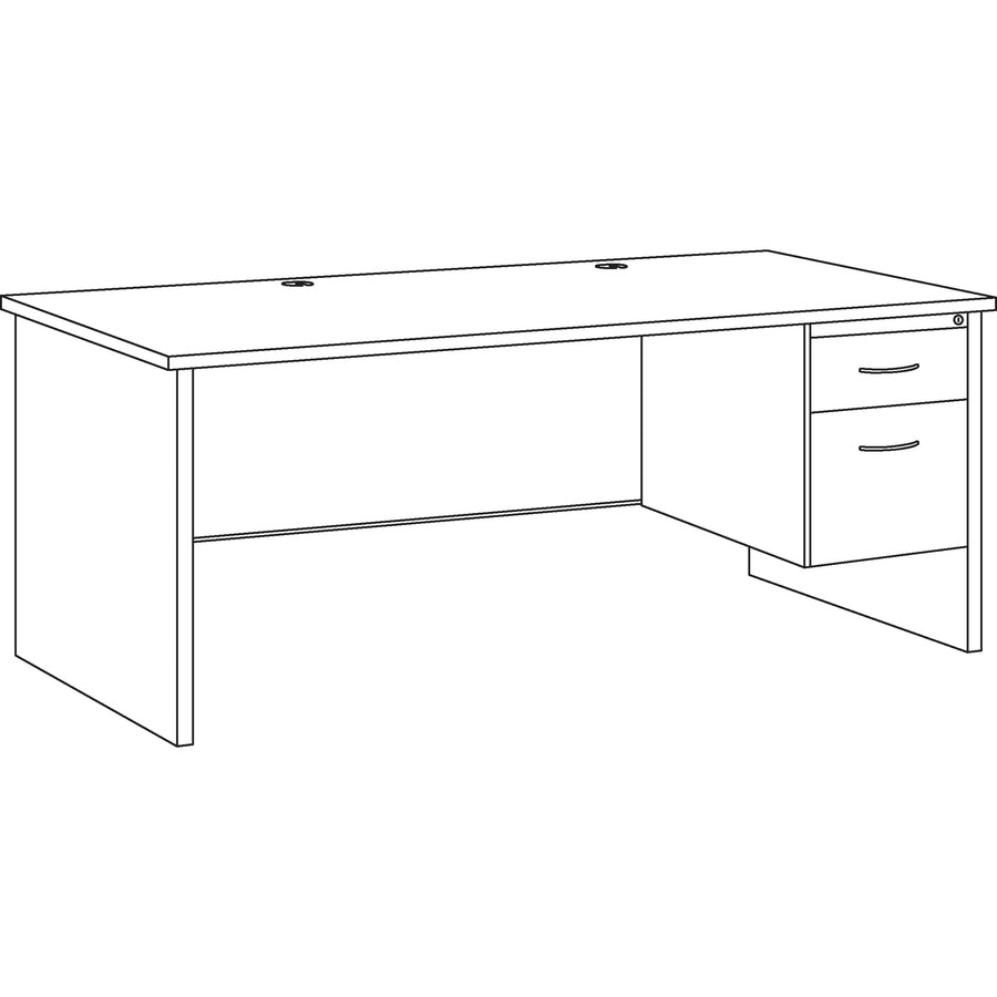 Image of Lorell Right Pedestal Desk, 36"x72", CH/MH