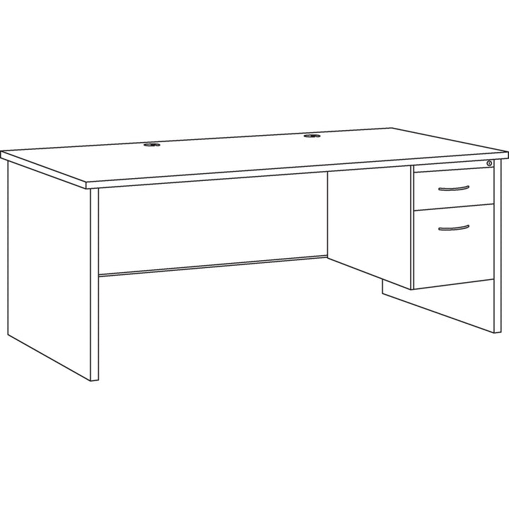 Image of Lorell Right Pedestal Desk, 36"x72", CH/MH