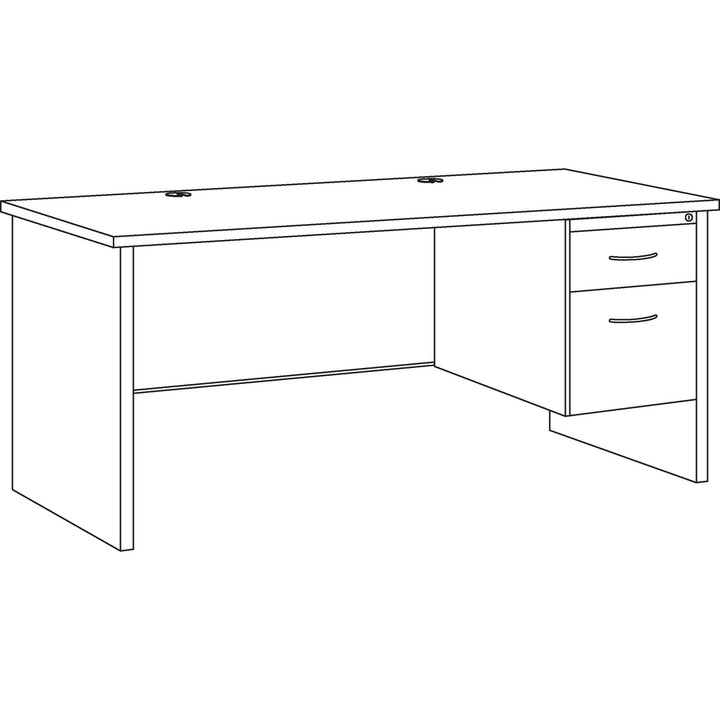 Image of Lorell Right Pedestal Desk, 30"x66", Black/Walnut