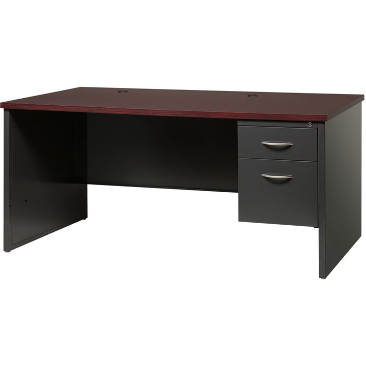 Image of Lorell Right Pedestal Desk, 30"x66", CH/MH