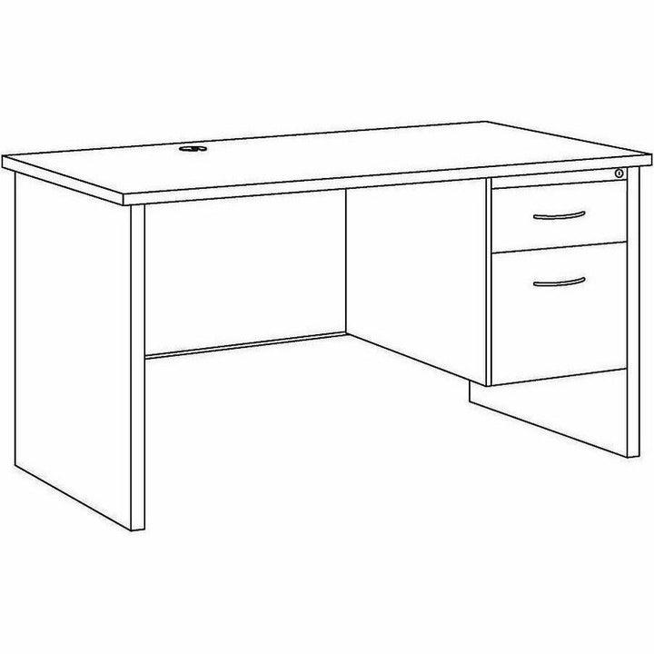 Image of Lorell Right Pedestal Desk, 30"x48", Black/Walnut