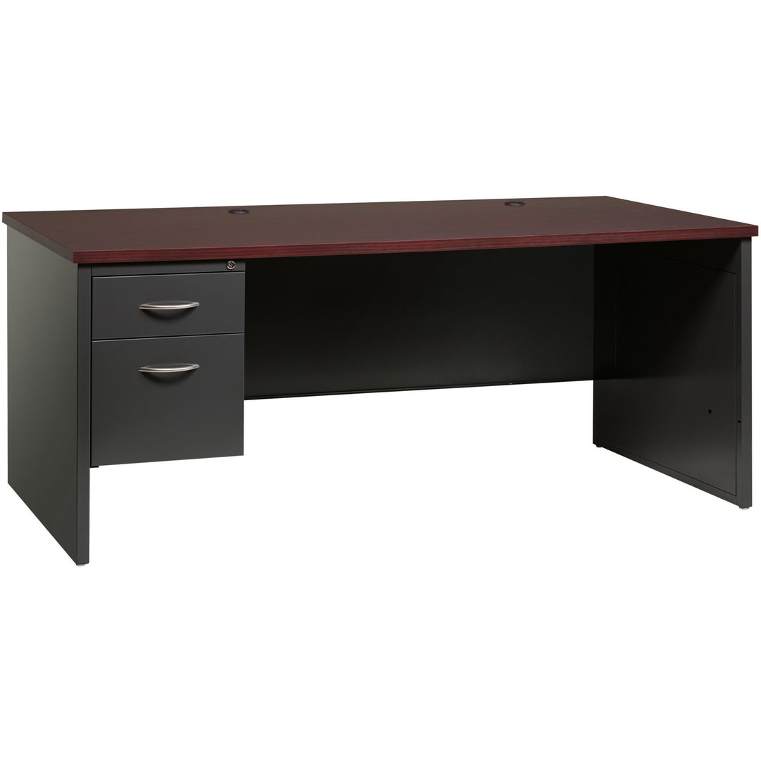 Image of Lorell Left Pedestal Desk, 36"x72", CH/MH
