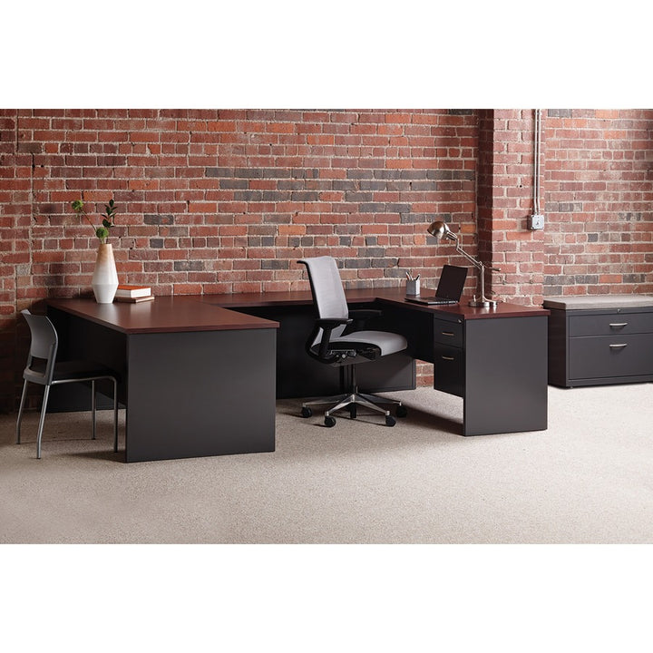 Image of Lorell Left Pedestal Desk, 36"x72", CH/MH