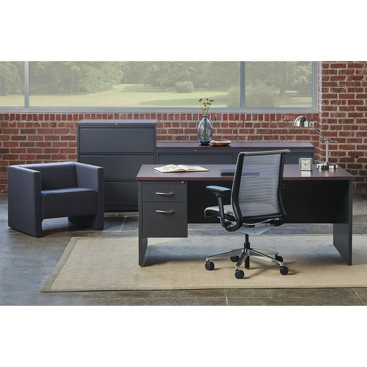 Image of Lorell Left Pedestal Desk, 36"x72", CH/MH