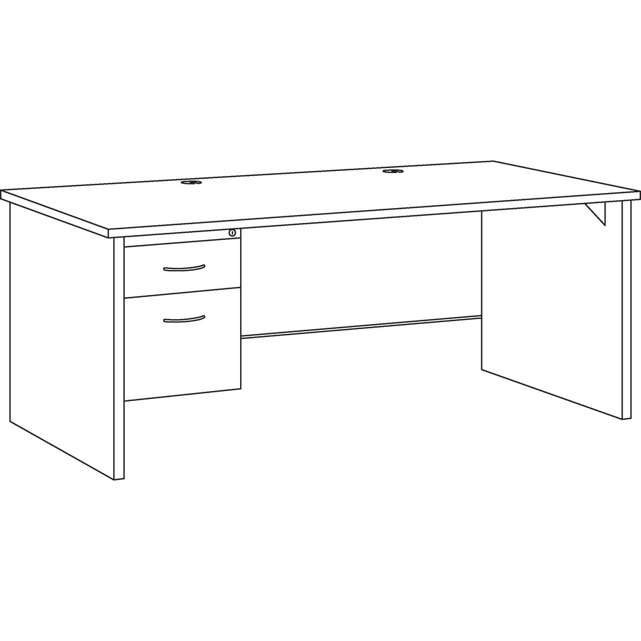 Image of Lorell Left Pedestal Desk, 36"x72", CH/MH