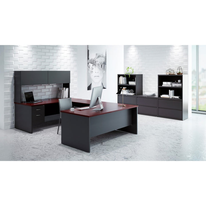 Image of Lorell Left Pedestal Desk, 30"x66", CH/MH