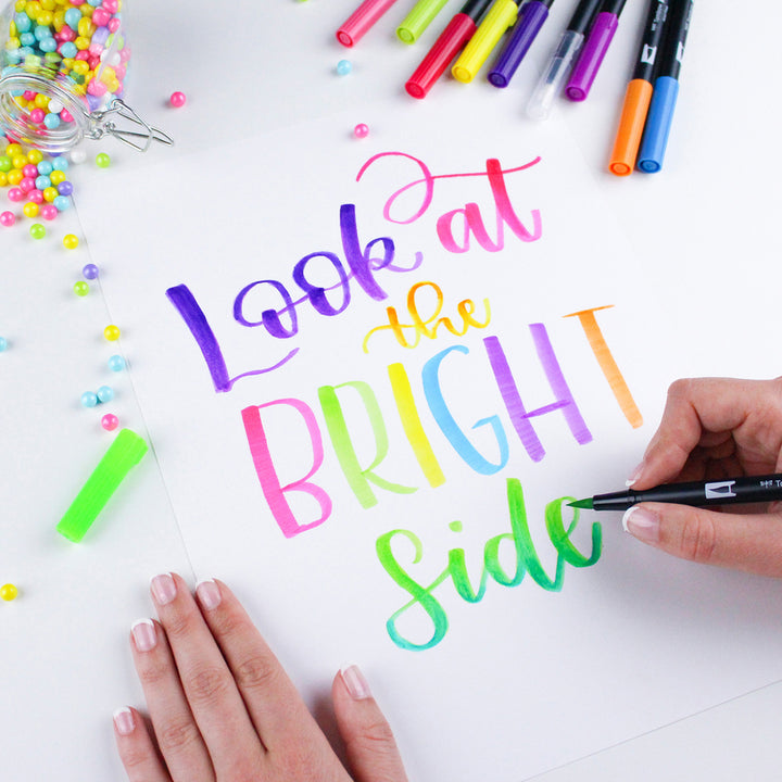 Image of Tombow® Dual Brush Pen Set, Fine Tip/Brush Tip, 10-count, AST Bright