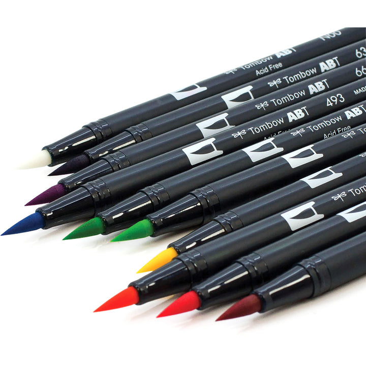 Image of Tombow® Dual Brush Pen Set, Fine Tip/Brush Tip, 10-count, AST Bright