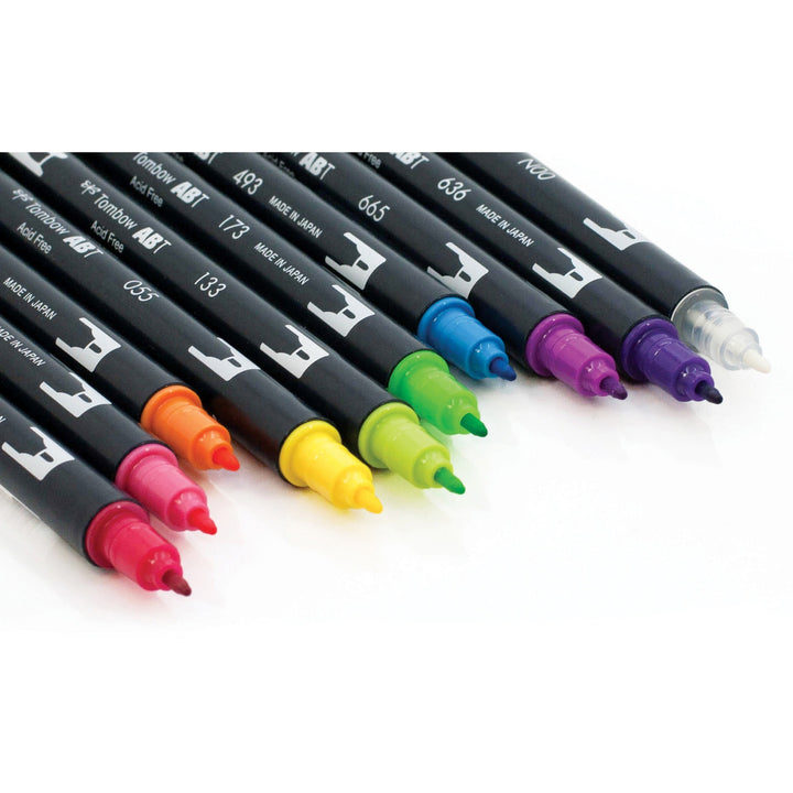 Image of Tombow® Dual Brush Pen Set, Fine Tip/Brush Tip, 10-count, AST Bright