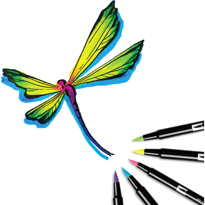 Image of Tombow® Dual Brush Pen Set, Fine Tip/Brush Tip, 10-count, AST Bright