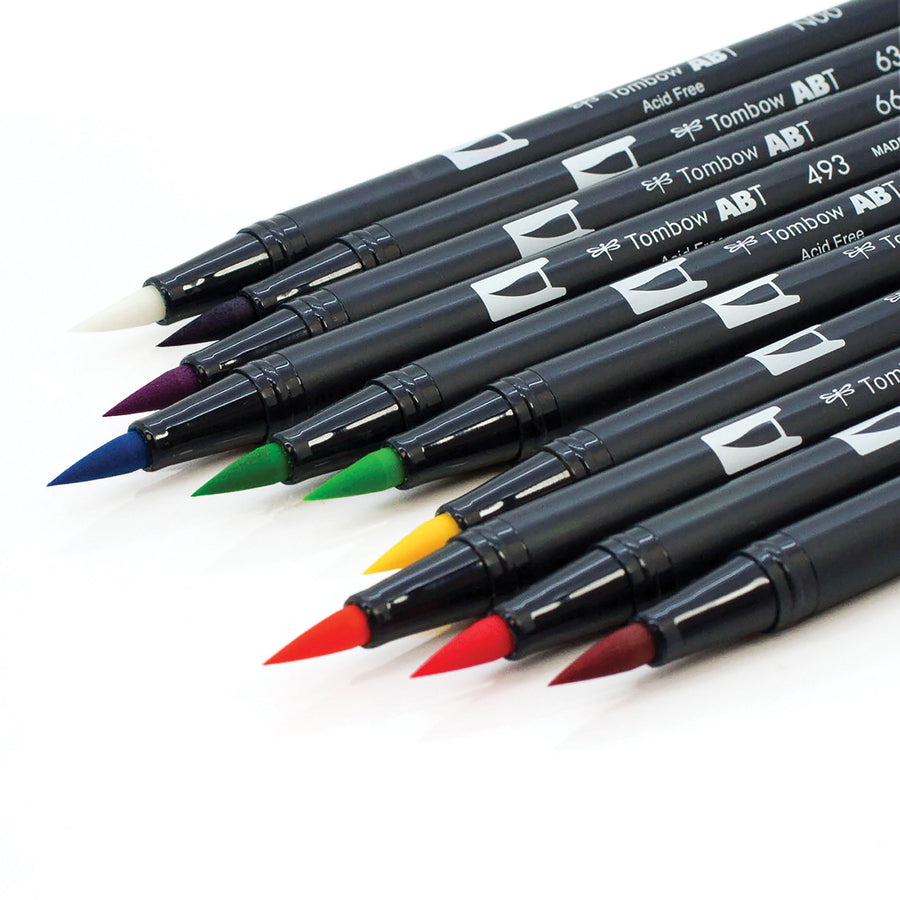 Image of Tombow® Dual Brush Pen Set, Fine Tip/Brush Tip, 10-count, AST Bright