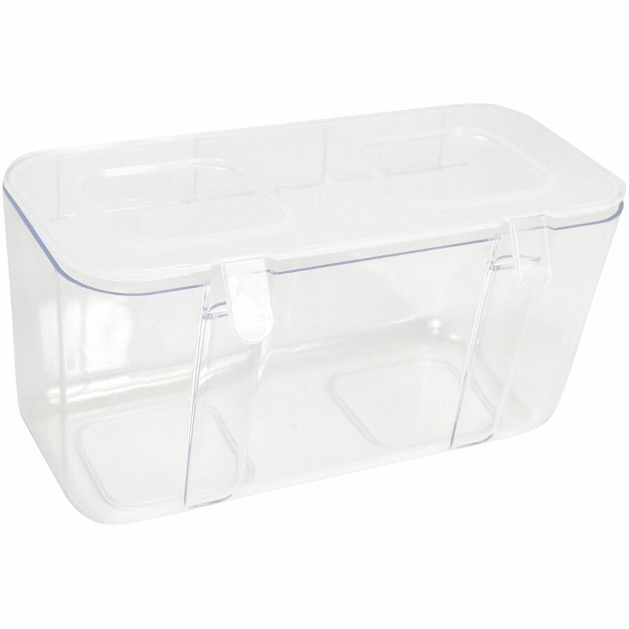 Image of deflecto® Stackable Caddy Organizer with S, M and L Containers, Plastic, 10.5 x 14 x 6.5, White Caddy/Clear Containers