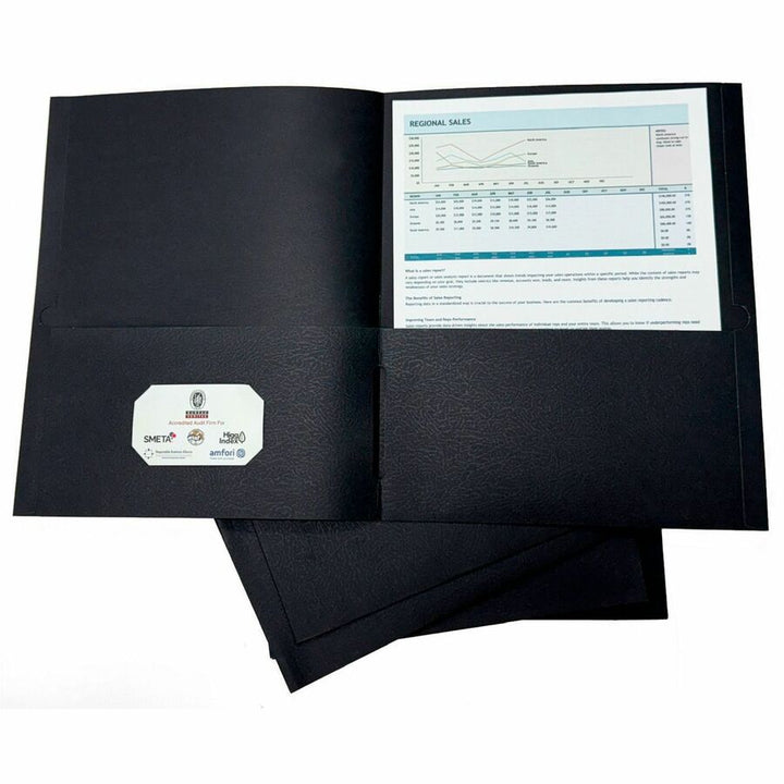 Image of Sparco 78546 2-pocket Leatherette Portfolio, 8 1/2" x 11", 2 Internal Pocket, Black, 1 Box
