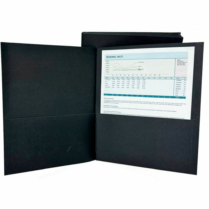 Image of Sparco 78546 2-pocket Leatherette Portfolio, 8 1/2" x 11", 2 Internal Pocket, Black, 1 Box