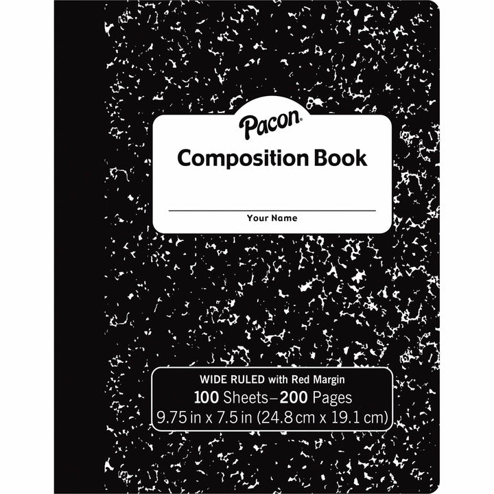 Image of Pacon® Composition Book,3/8" Rld,100Shts,9-3/4"x7-1/2",BK/Marble