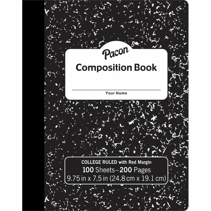 Image of Pacon® Composition Book,Rld,Hrd-Cvr,100Shts,9-3/4"x7-1/2",BKME