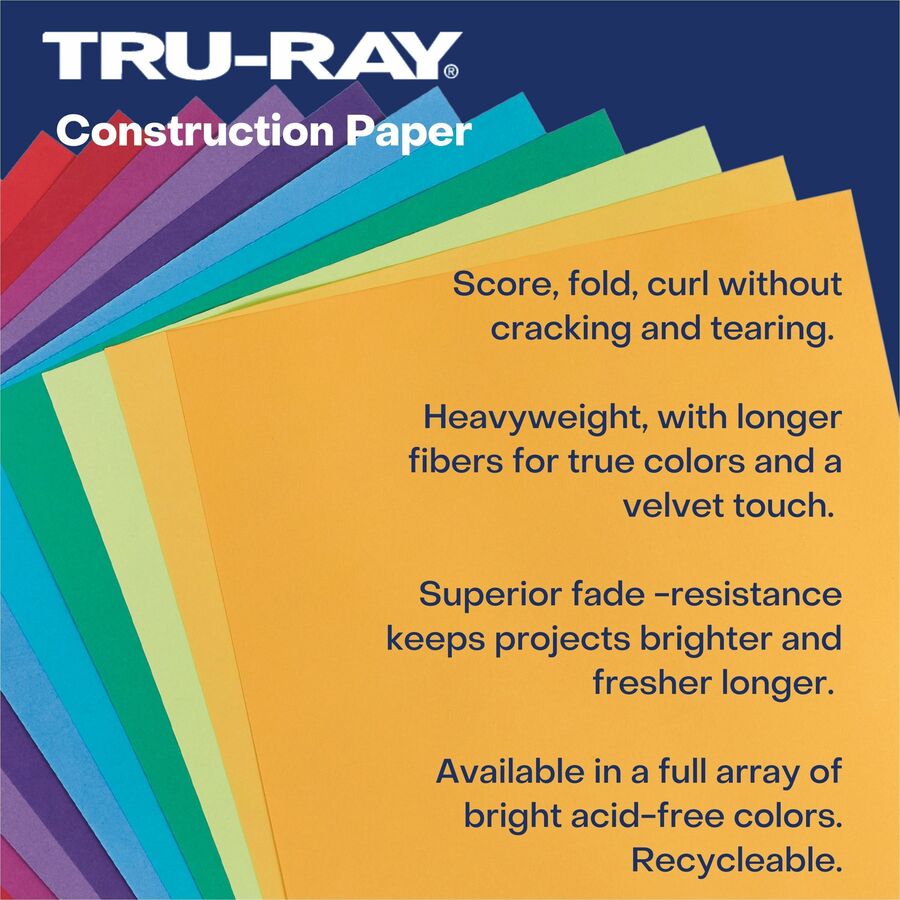Image of Tru-Ray 103401 Construction Paper, Art Project, 18" W x 12" Length, Atomic Blue, Sulphite, 1 Pack