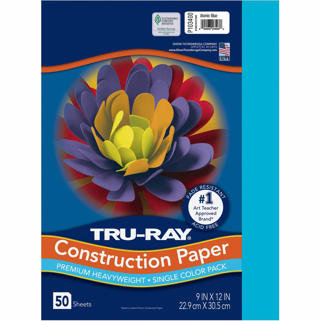 Image of Pacon® Construction Paper, 76 lb, 9"x12", 50/PK, Atomic Blue