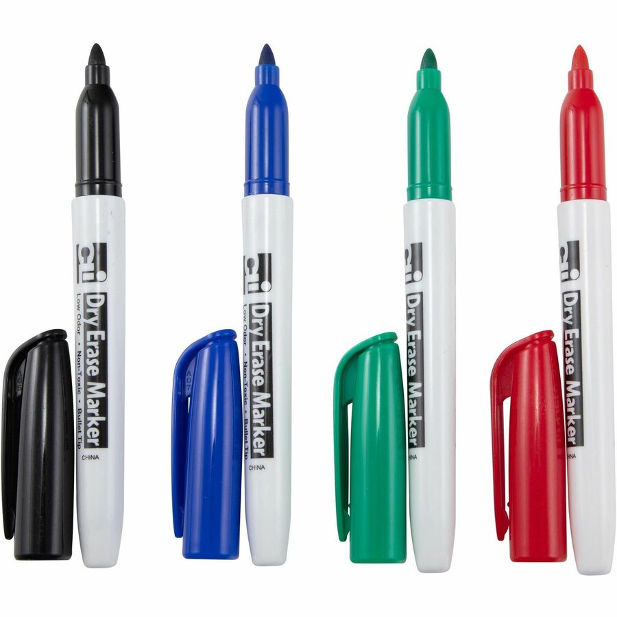 Image of Charles Leonard® Dry-Erase Markers, Pocket Style, 4/PK, AST