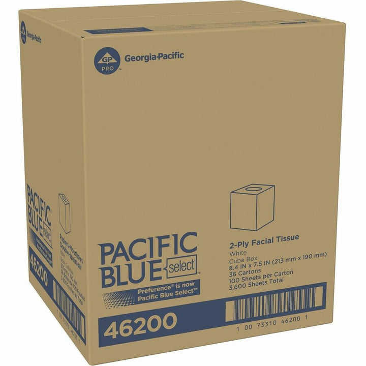 Image of Georgia-Pacific® Facial Tissue, 2 Ply, Cube Box,100 Sheets/BX, 36BX/CT, WE