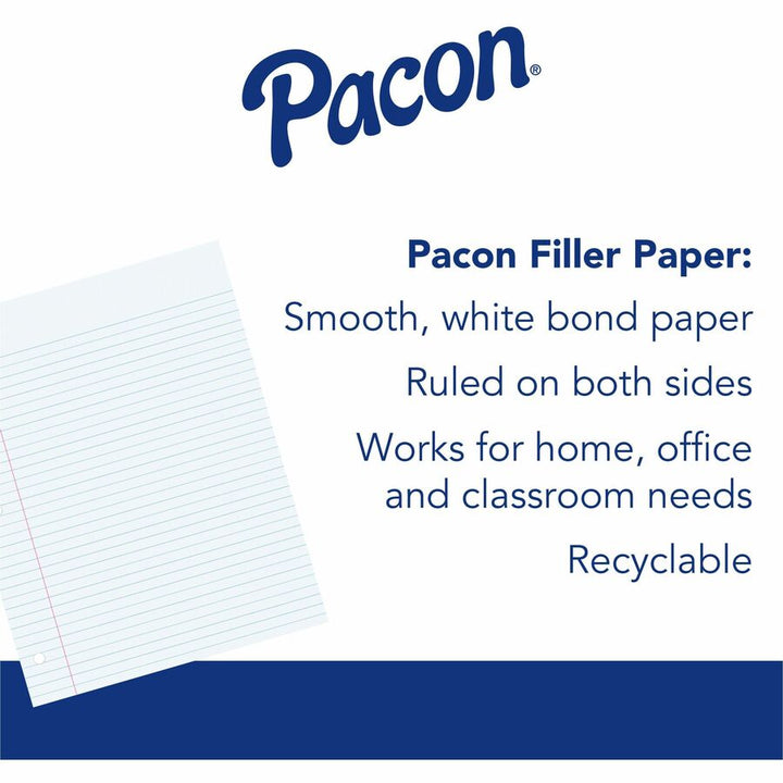 Image of Pacon® Filler Paper, 8"x10-1/2", 3/8" Rld, 200 Shts/PK, White