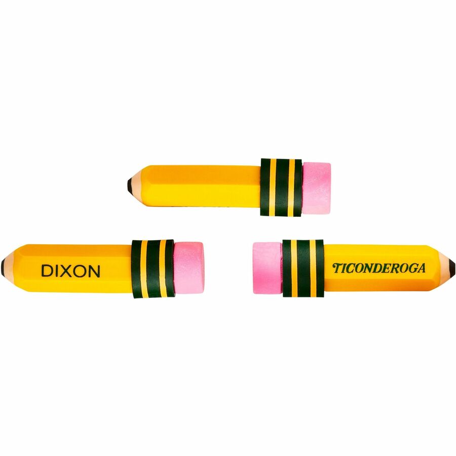 Image of Dixon® Eraser, Pencil-Shaped, 36/BX, Yellow Barrel/Pink Top