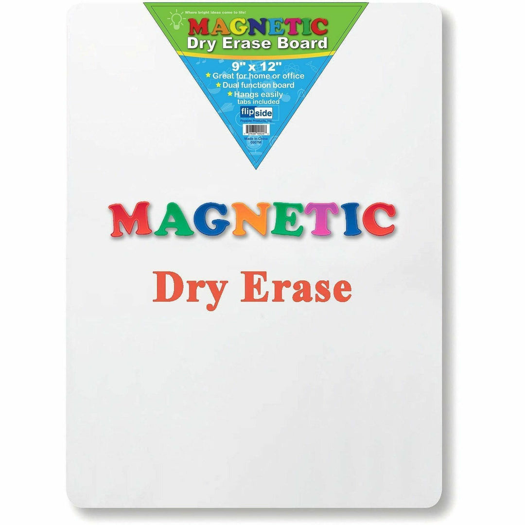 Image of Flipside 10025 Magnetic Dry Erase Board, 9" (0.8 ft) Width x 12" (1 ft) Height, White Surface, Rectangle, Magnetic, 1 Each