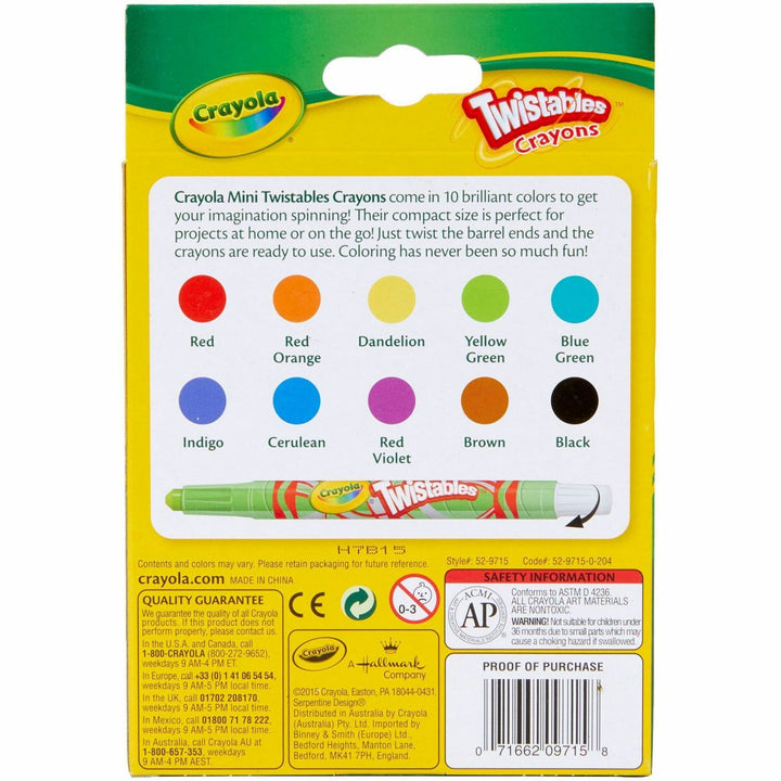 Image of Crayola® Crayons, Mini, Twistables, 10/ST, AST