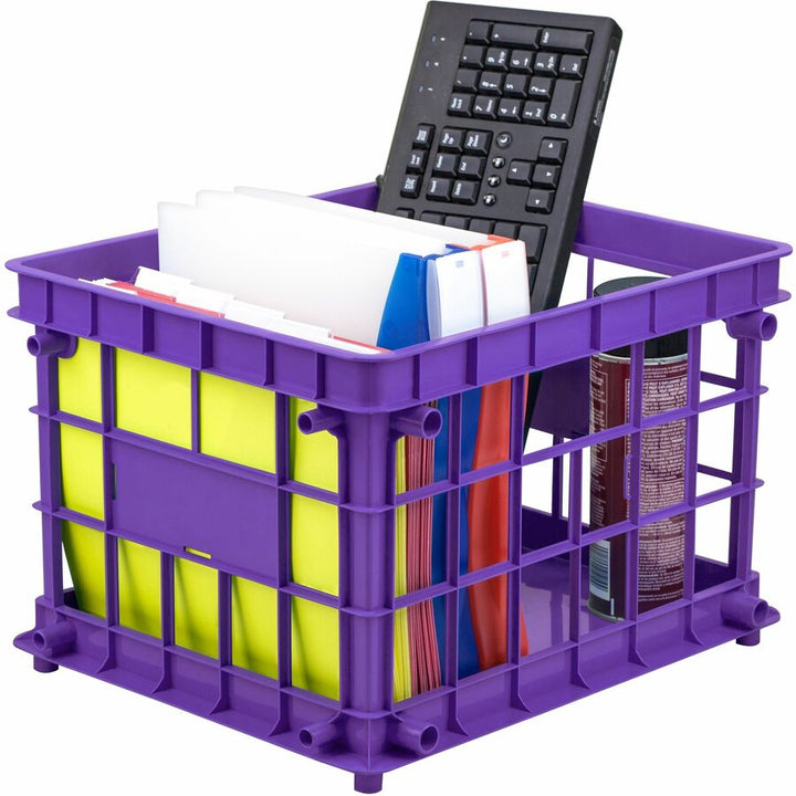 Image of Storex Standard Crate, 14-1/4"x17-1/4"x11", 3/ST, Bright/Assorted