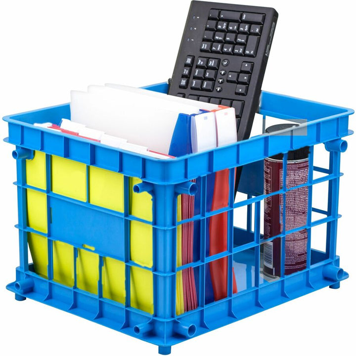 Image of Storex Standard Crate, 14-1/4"x17-1/4"x11", 3/ST, Bright/Assorted
