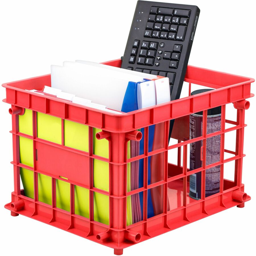 Image of Storex Standard Crate, 14-1/4"x17-1/4"x11", 3/ST, Bright/Assorted