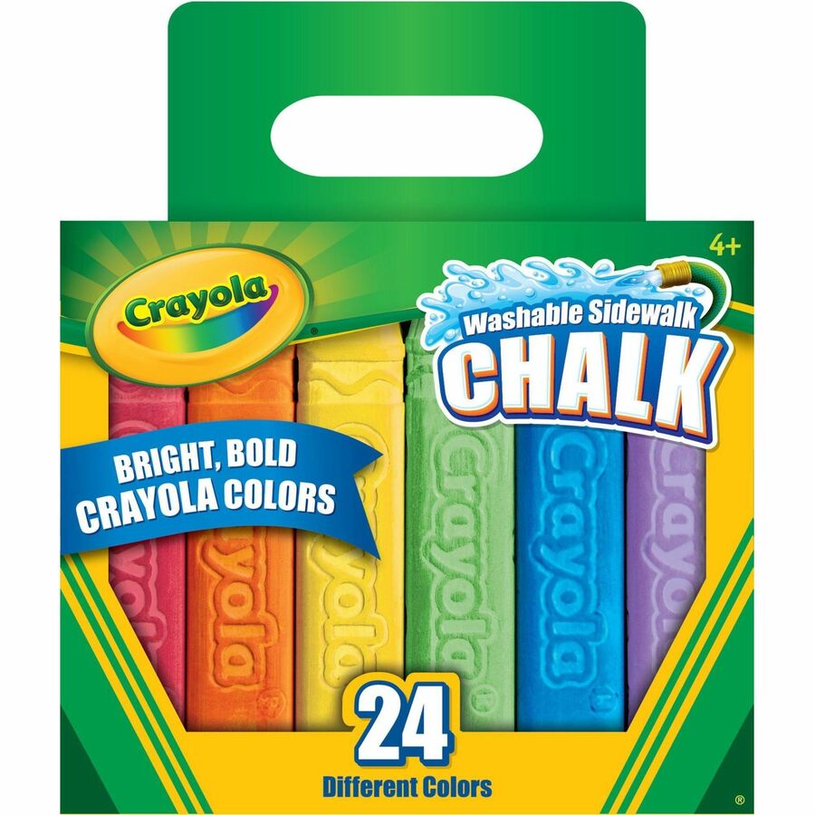 Image of Crayola® Washable Sidewalk Chalk, Tropical Colors, 4.25" x 0.75 Diameter, Assorted, 24 Sticks/Set