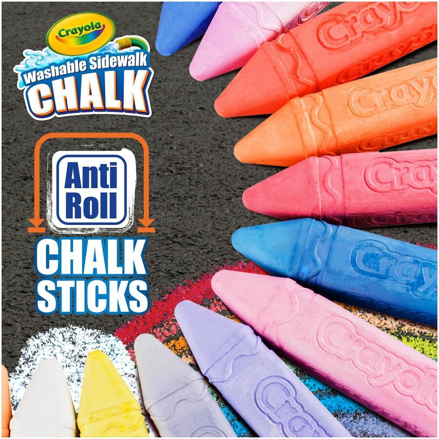 Image of Crayola® Washable Sidewalk Chalk, Tropical Colors, 4.25" x 0.75 Diameter, Assorted, 24 Sticks/Set