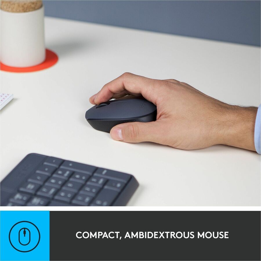 Image of Logitech® MK235 Wireless Keyboard and Optical Mouse Combo, 2.4 GHz Frequency, 33 ft Wireless Range, Black