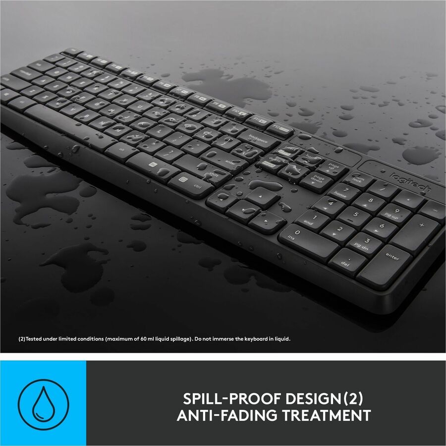 Image of Logitech® MK235 Wireless Keyboard and Optical Mouse Combo, 2.4 GHz Frequency, 33 ft Wireless Range, Black