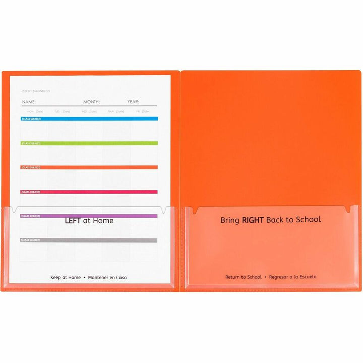 Image of C-Line® Folder, 2-Pocket, Poly, 50-Sht Cap, Letter, 25/BX, Orange
